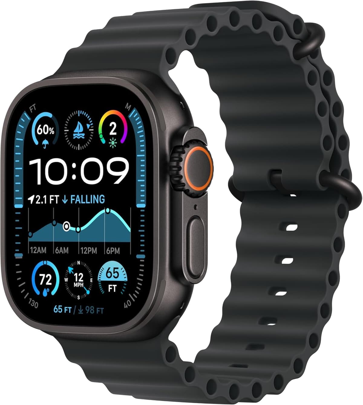 Apple Watch Ultra 2 (GPS + Cellular, 49 mm) - Caja de titanio negra con correa Ocean negra (reacondicionado) MX4P3LW/A