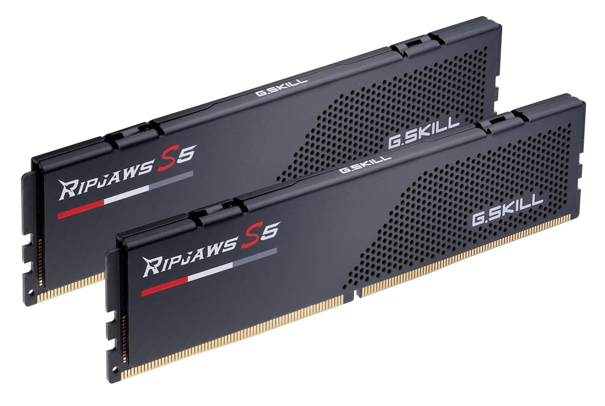G.SKILL Ripjaws S5 Serie DDR5 RAM (Intel XMP 3.0 y AMD EXPO) 64GB (2x32GB) 6000MT/s CL36-36-36-96 1.35V Memoria para PC de Escritorio U-DIMM - Negro Mate (F5-6000J3636F32GX2-RS5K)