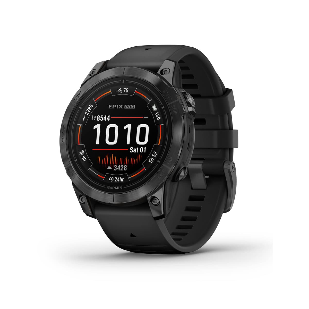 Garmin epix Pro (Gen 2), 47 mm, reloj inteligente de alto rendimiento, tecnología avanzada de entrenamiento, linterna incorporada, gris pizarra con correa negra (reacondicionado) 010-02803-00-cr