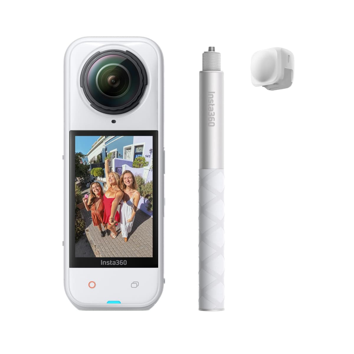 Insta360 X5 Get-Set Bundle Satin White - Cámara 360° 8K, resistente, con stick invisible y batería de 3 horas CINSAAHA-G-W