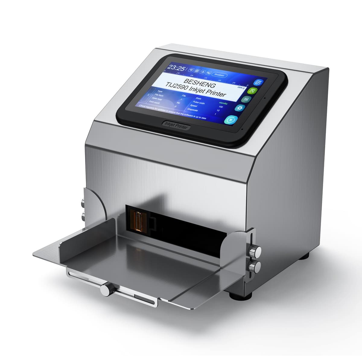 BESHENG Inkjet Coding Machine TIJ2590 - Impresora por inyección de tinta con pantalla táctil 5" y cartucho de 42ml