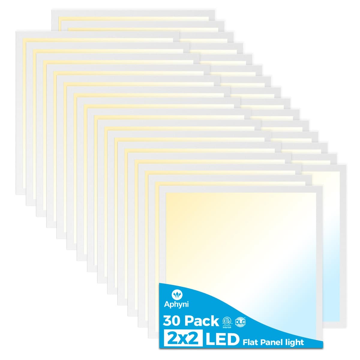 Aphyni Panel LED 2x2 40W 4400LM Selectable 3000K/4000K/5000K Dimmable TRIAC, Paquete 30