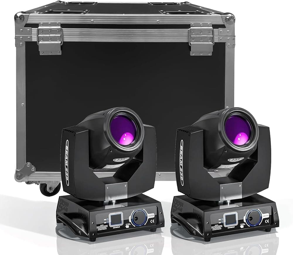 U`King 7R 230W Beam LED Moving Head - Pack de 2 con Maletín (17 Gobos, 14 Colores) stage-lighting-units