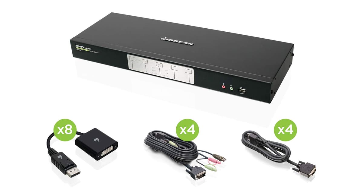 IOGEAR KVMP GCS1644DPKIT - Kit KVMP 4 puertos Dual-Link DVI y DisplayPort para doble monitor