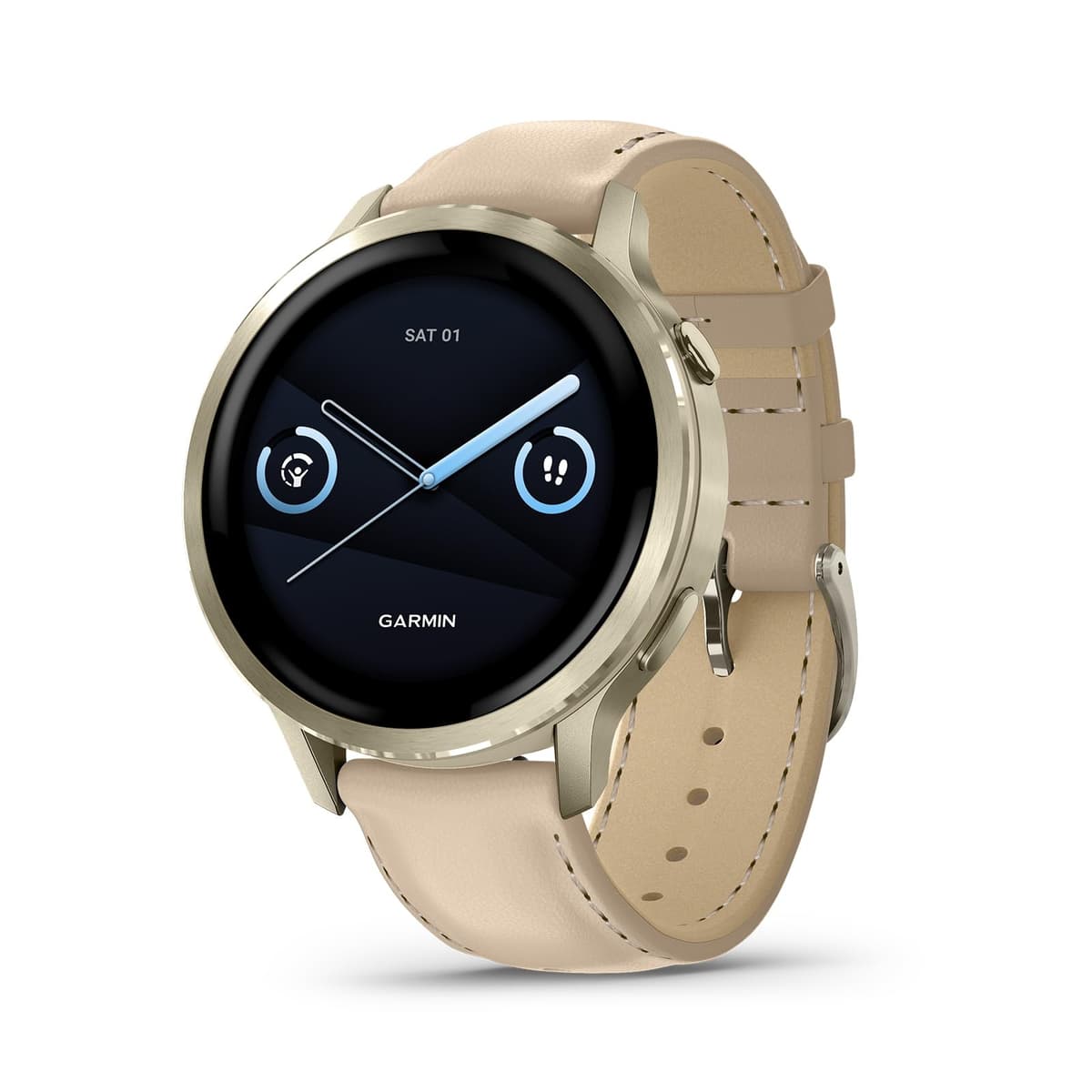 Garmin Venu 4 41mm GPS Smartwatch - Lunar Gold/Bone con correas de silicona y cuero 010-03013-03