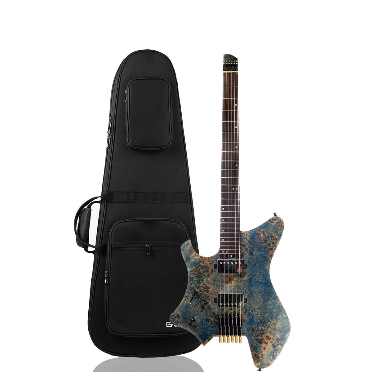 EART GW2L Guitarra eléctrica headless izquierda - Roasted Padauk/Poplar Burl, pickups Alnico-V