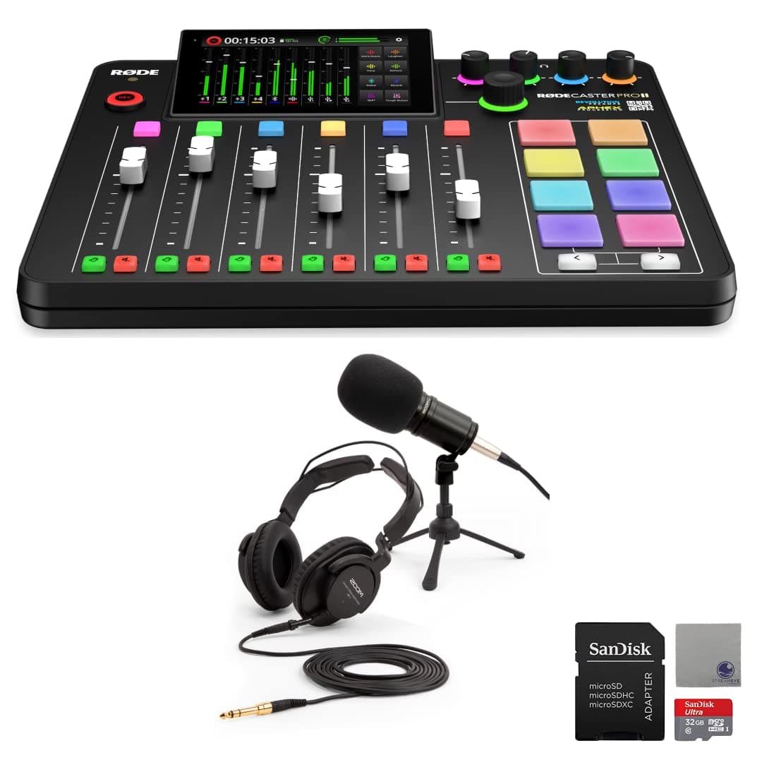 StreamEye Rode RODECaster Pro II Bundle con Zoom ZDM-1, microSD 32GB y paño RCPII | ZDM1-PMP