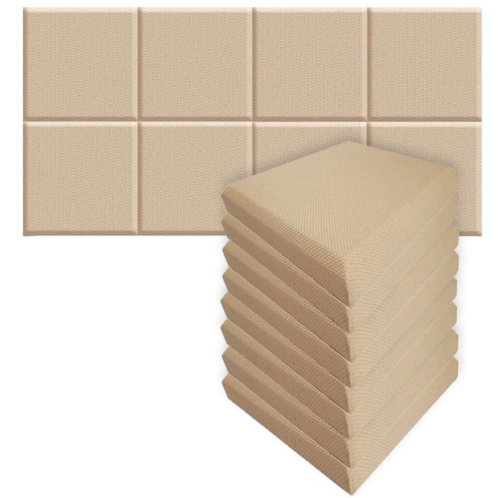 Arrowzoom 8 paneles acústicos tapizados en tela alta absorción, 23.6x23.6in, Ivory AZ76170