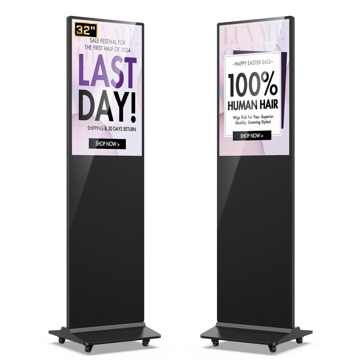 QIXZOCV MWE 32 Inch Indoor Floor Standing Digital Signage Advertising Display Kiosk LCD Screen Commercial Totem Android System Vertical Poster con Auto Media Player QIXZOCV-32"