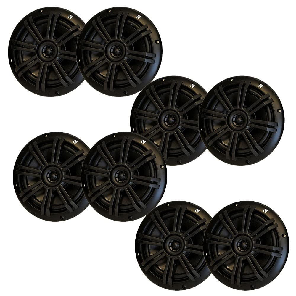 KICKER Negro Repuesto OEM Parlante Marino Coaxial 6.5" 4 Ohm Paquete - 8 Parlantes (8)41BKM604B