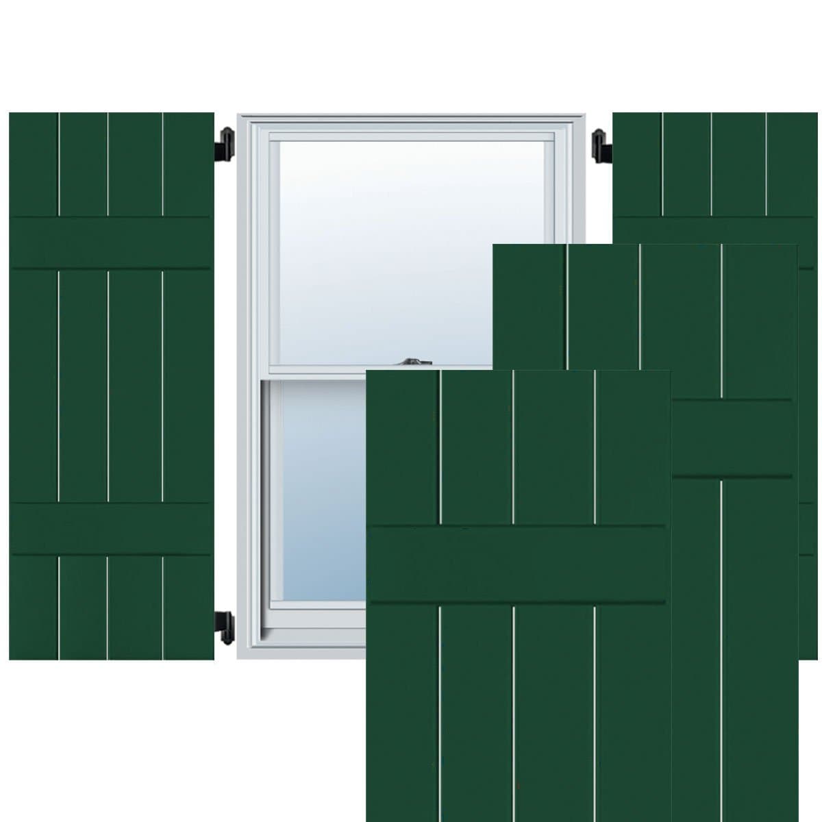 Ekena Millwork RWB15X044CGM Persianas exteriores de madera auténtica Board-n-Batten, 15" x 44", Chrome Green