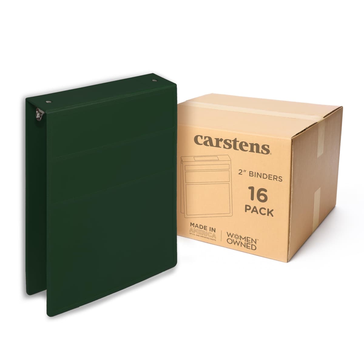 Carstens Binder 2" Heavy Duty 3-Ring - Forest Green, Apertura Superior, Impermeable, Sin Bolsillos, Capacidad 300 hojas (5870-3R) 5870-3RCS
