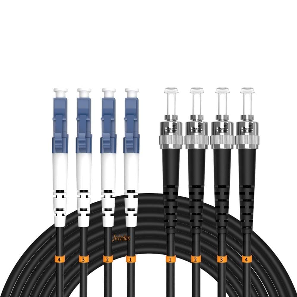 Jeirdus Cable de Fibra Óptica Monomodo 9/125 LC a ST Blindado para Exterior 300 Metros (984 ft) Jumper de 4 Núcleos FBM-OALCST4S300
