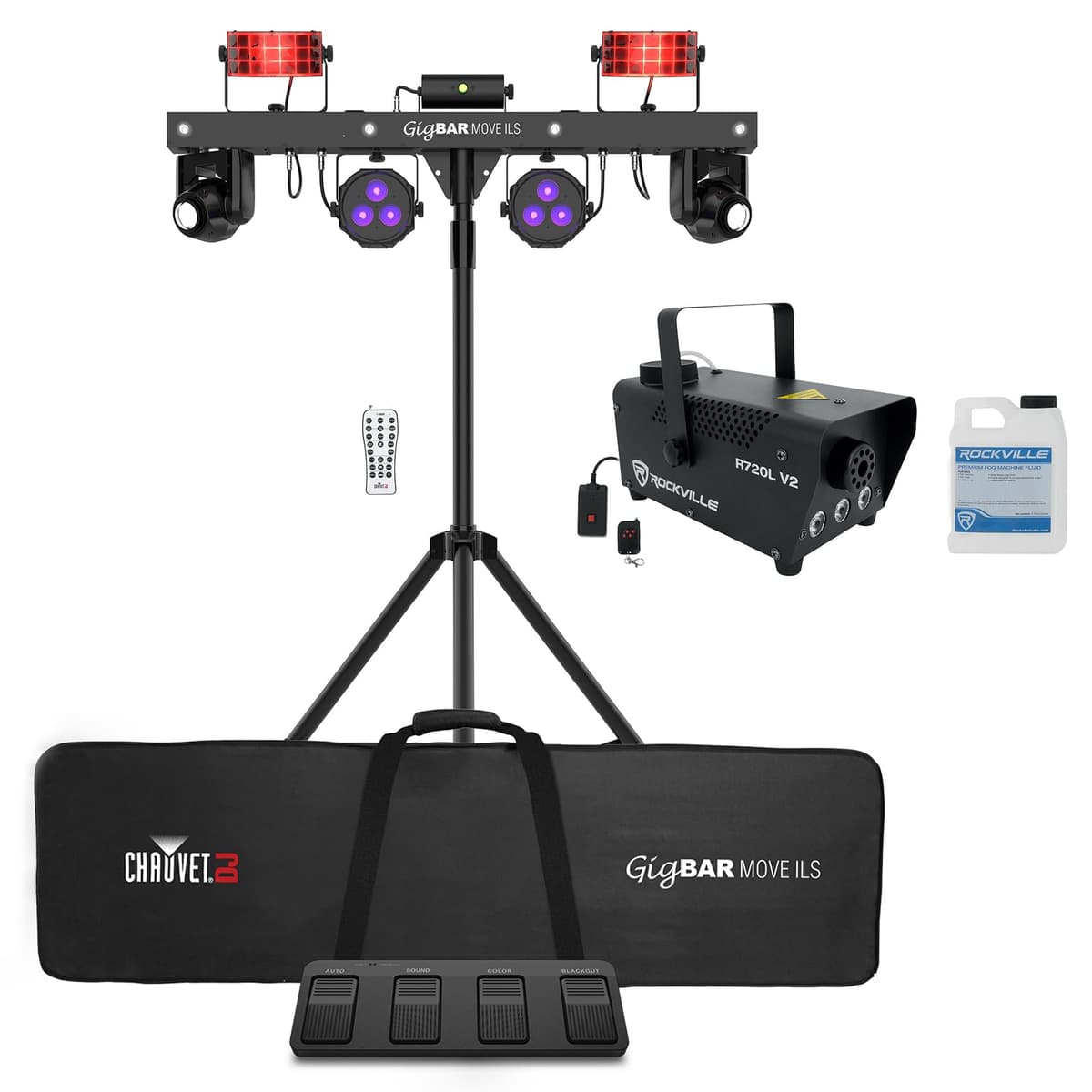 Bundle Audiosavings: Chauvet DJ GIGBAR MOVE ILS + Rockville R720L V2 Fog Machine con LEDs RGB GIGBARMOVEILS+R720L V2-AM1