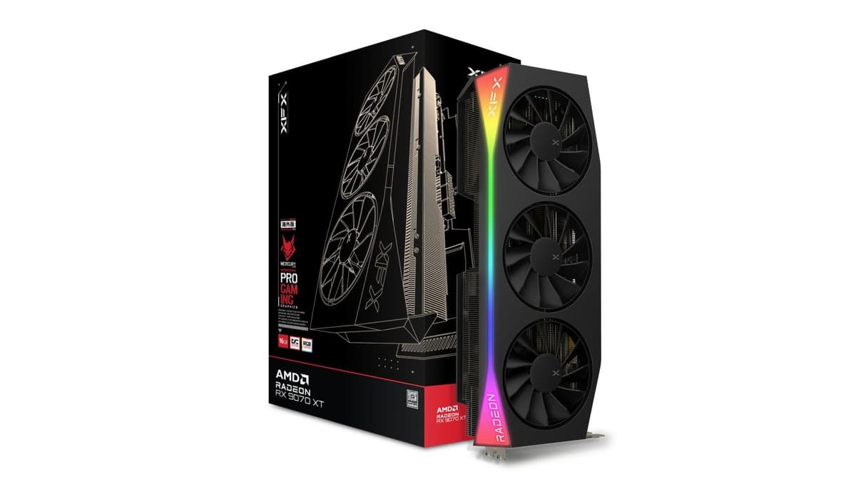 XFX Mercury AMD Radeon RX 9070 XT OC Edición Gaming con RGB 16GB GDDR6 HDMI 3xDP, AMD RDNA 4 RX-97TRGBBB9