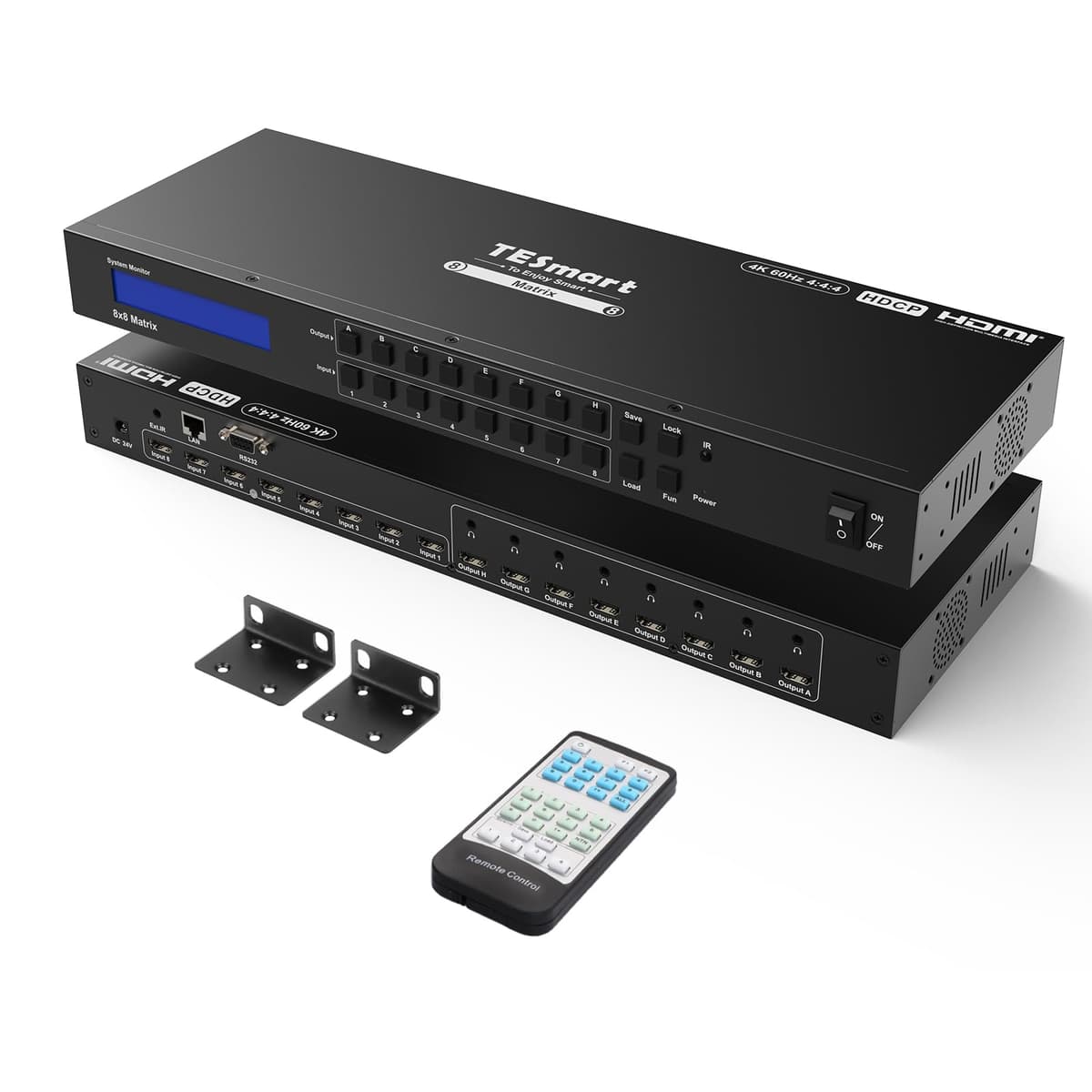 TESmart 8x8 HDMI Matrix 4K@60Hz con EDID, 8 In 8 Out, IR, RS232 y Control TCP/IP (Rack-Mount) TES-HMA0808A1U-USBK
