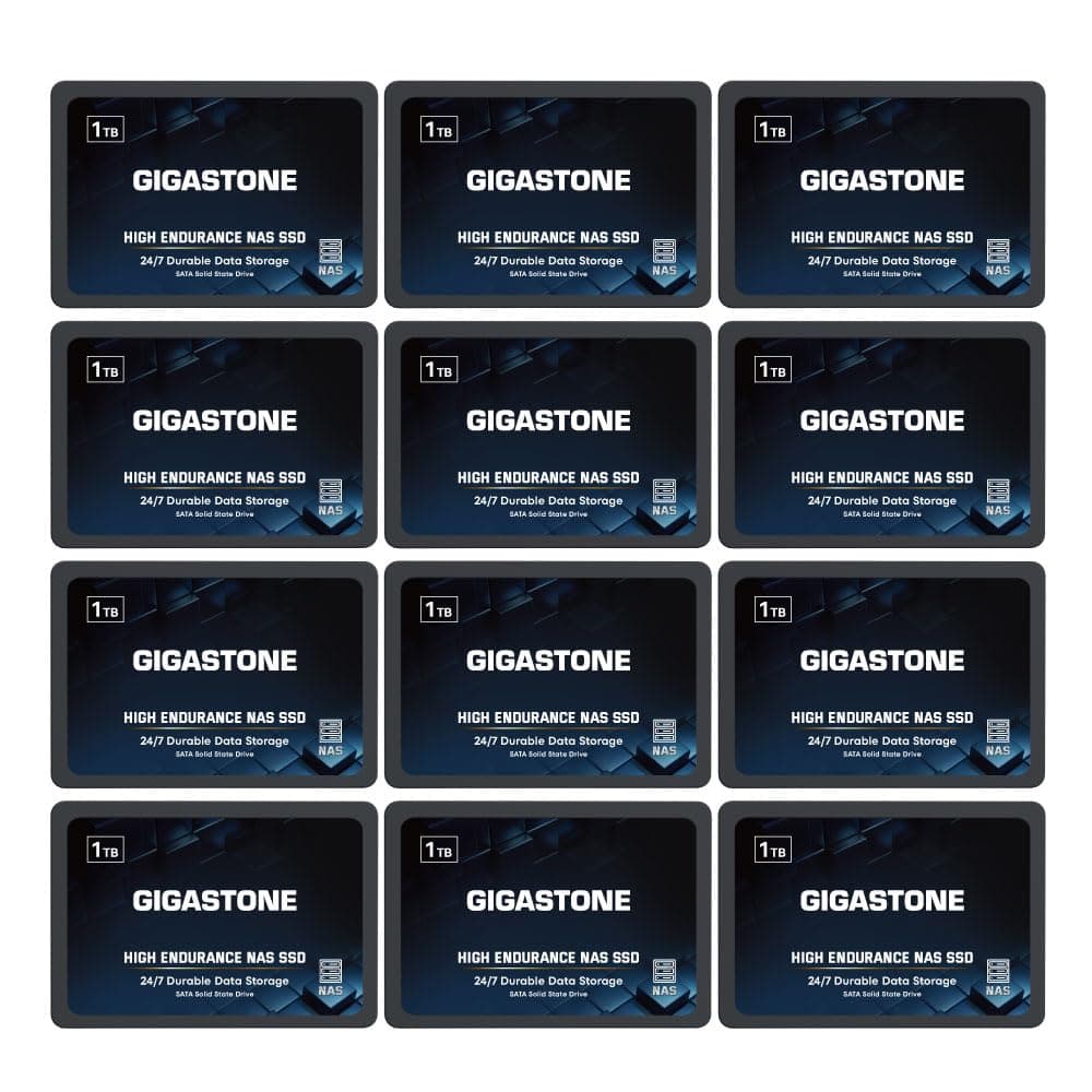 Gigastone NAS SSD 1TB (paquete de 12) TLC 2.5" SATA para uso 24/7 NAS GS-SSD-NAS-1TB-12PK-B