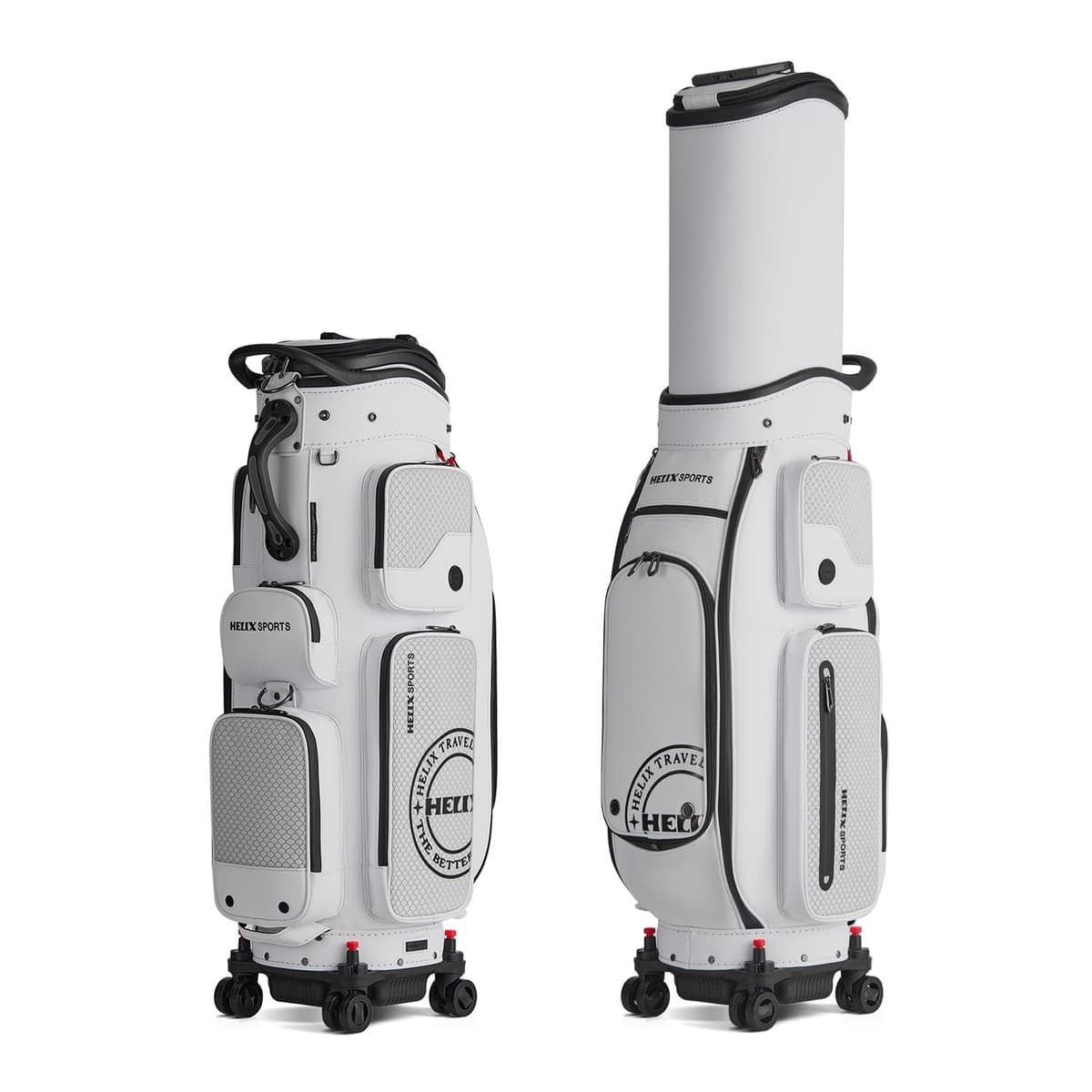 BOLSA DE GOLF 2 EN 1 HELIX PARA CADDY, RUEDAS CON CIERRE Y TAPA RETRACTIL, BOLSA DE VIAJE FÁCIL DE TRANSPORTAR PARA AEROLÍNEA (BLANCO) Hi-95231