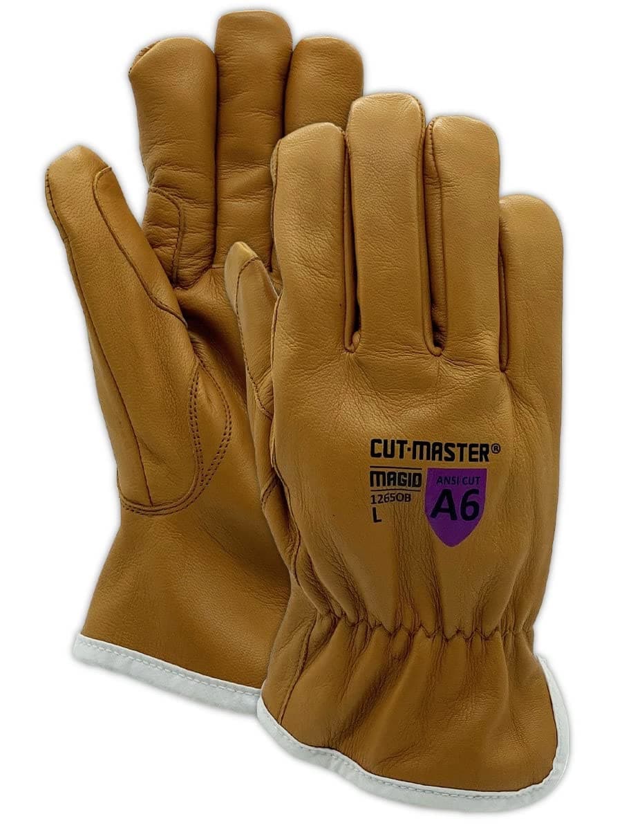 MAGID CutMaster 1265OBS-48 Guantes conductores cuero con forro para-aramida ANSI A6
