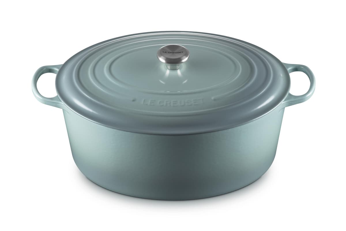 Le Creuset Olla Holandesa Ovalada Enameled Cast Iron Signature 15.5 qt Sea Salt 21178040717041