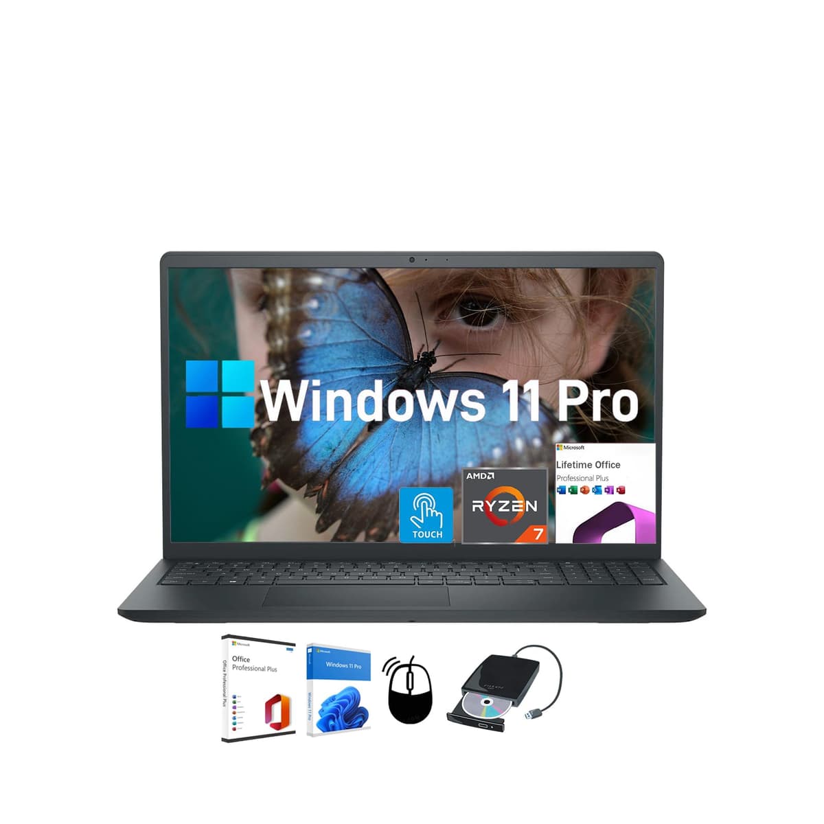 Dell Inspiron 15.6" Touchscreen AMD Ryzen 7-7730U 32GB RAM 2TB SSD Windows 11 Pro con Office Inspiron 15 3535