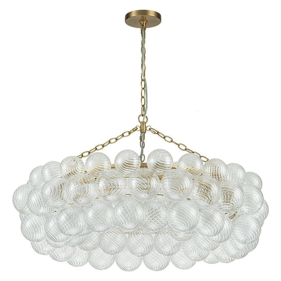 Bakspa Candelabro Gold Cluster Bubble 56" diámetro, esferas de vidrio acanalado y marco dorado SL-1599-Gold-56inch