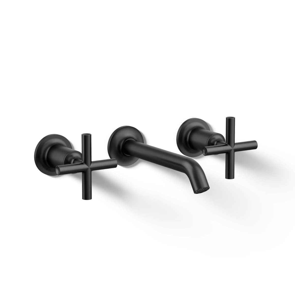 Kohler Purist Grifería de pared para lavabo con pico 6-1/4" y manijas cruzadas K-T14413-3-BL