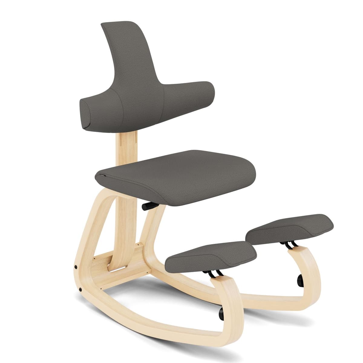 Varier ThatSit Balans silla de rodillas ergonómica ajustable con respaldo, gris/natural, 10 años de garantía THATSIT+BACK-1250REV164NAT