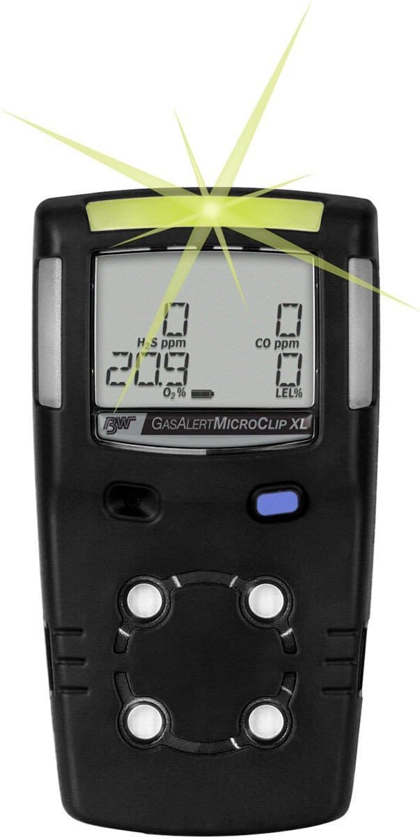 BW Technologies GasAlertMicroClip XL Detector de 4 Gases CO, H2S, LEL y O2, Negro MCXL-XWHM-B-NA
