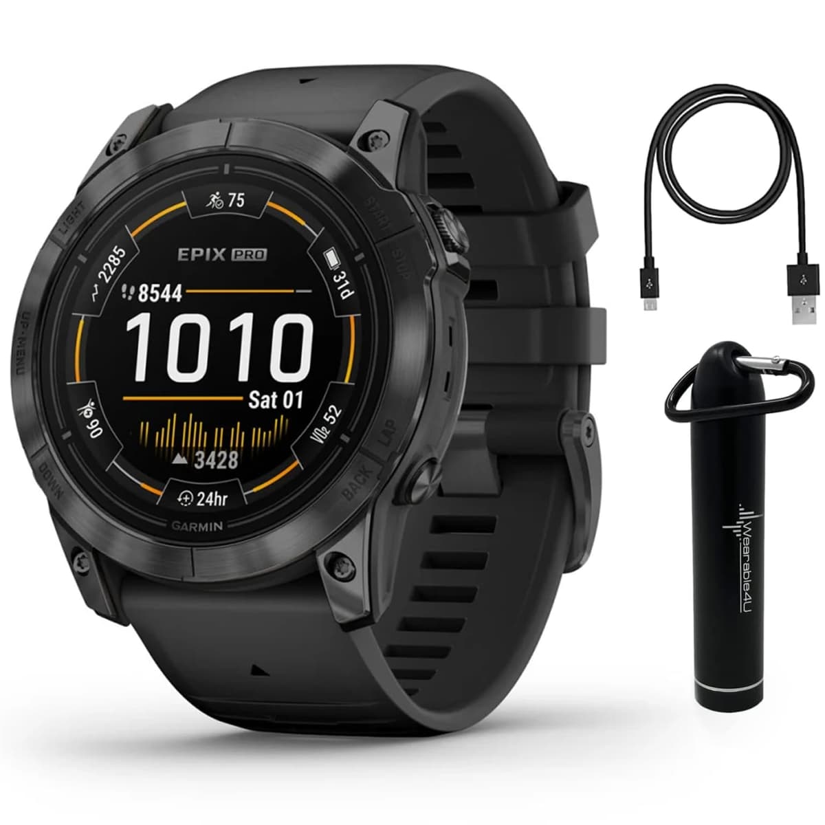 Wearable4U Garmin Epix Pro Gen 2 Standard 51 mm Smartwatch AMOLED Hasta 31 días Batería + Bundle wa001