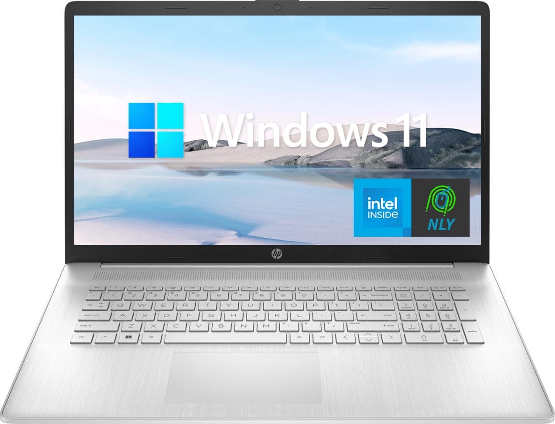 HP 17.3'' Laptop, Intel Quad Core i3-1125G4, 20GB RAM, SSD 1TB, Pantalla antirreflejo, Larga duración de batería, Wi-Fi y Bluetooth, Cámara web, HDMI, NLY MP, Windows 11, Plateado