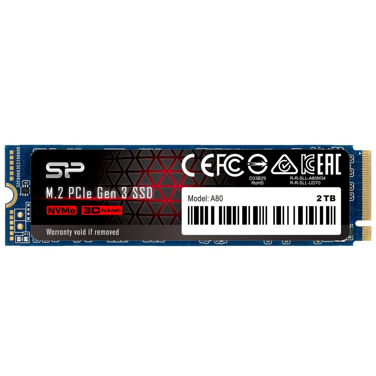 Silicon Power P34A80 M.2 2000 GB PCIe 3.0 SLC NVMe, W128260849 (PCIe 3.0 SLC NVMe) SP002TBP34A80M28