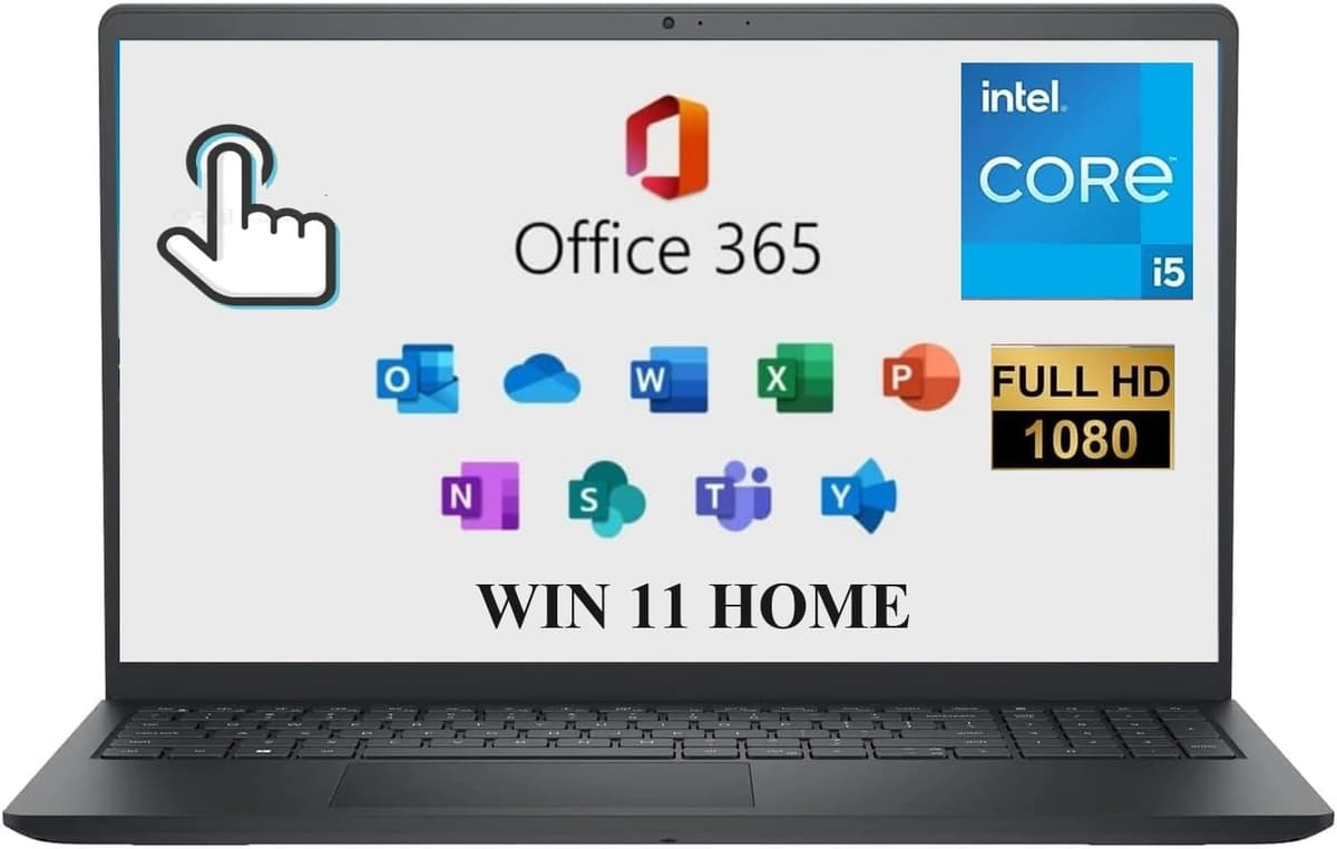 DELL Inspiron 15 3000 3520 Laptop empresarial 15.6'' FHD táctil, Intel 11ª gen i5-1155G7 de 4 núcleos, con Microsoft Office 365, 32GB, 1TB, teclado numérico, Wi-Fi, cámara web, HDMI, negro