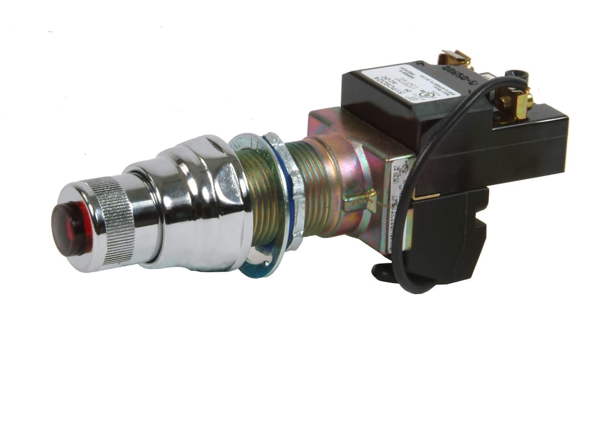 Siemens 51PC6B2A Pulsador iluminado para áreas peligrosas, lente vidrio rojo, bushing corto, 6V incandescente