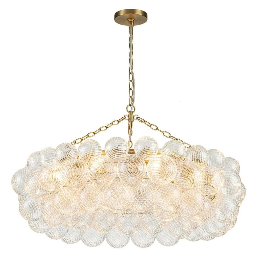 Bakspa Candelabro anular Bubble Ball 63" diámetro, vidrio soplado acanalado y estructura dorada SL-1599-Gold-63inch