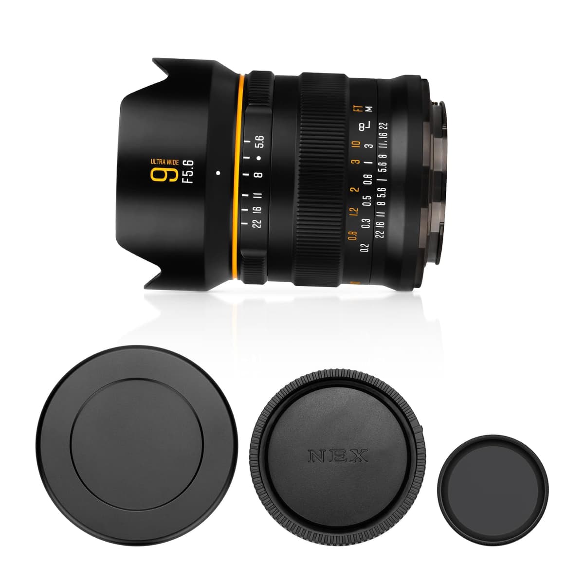 Brightin Star 9 mm F5.6 Lente para montura Sony E, Full Frame 132° Gran Angular Ultra Amplio Lente Prime de Enfoque Manual para Cámaras Mirrorless A7 III A7R IV A7C A7S III A1 A7 IV A6600 ZV-E10 ZV-1 A9 II