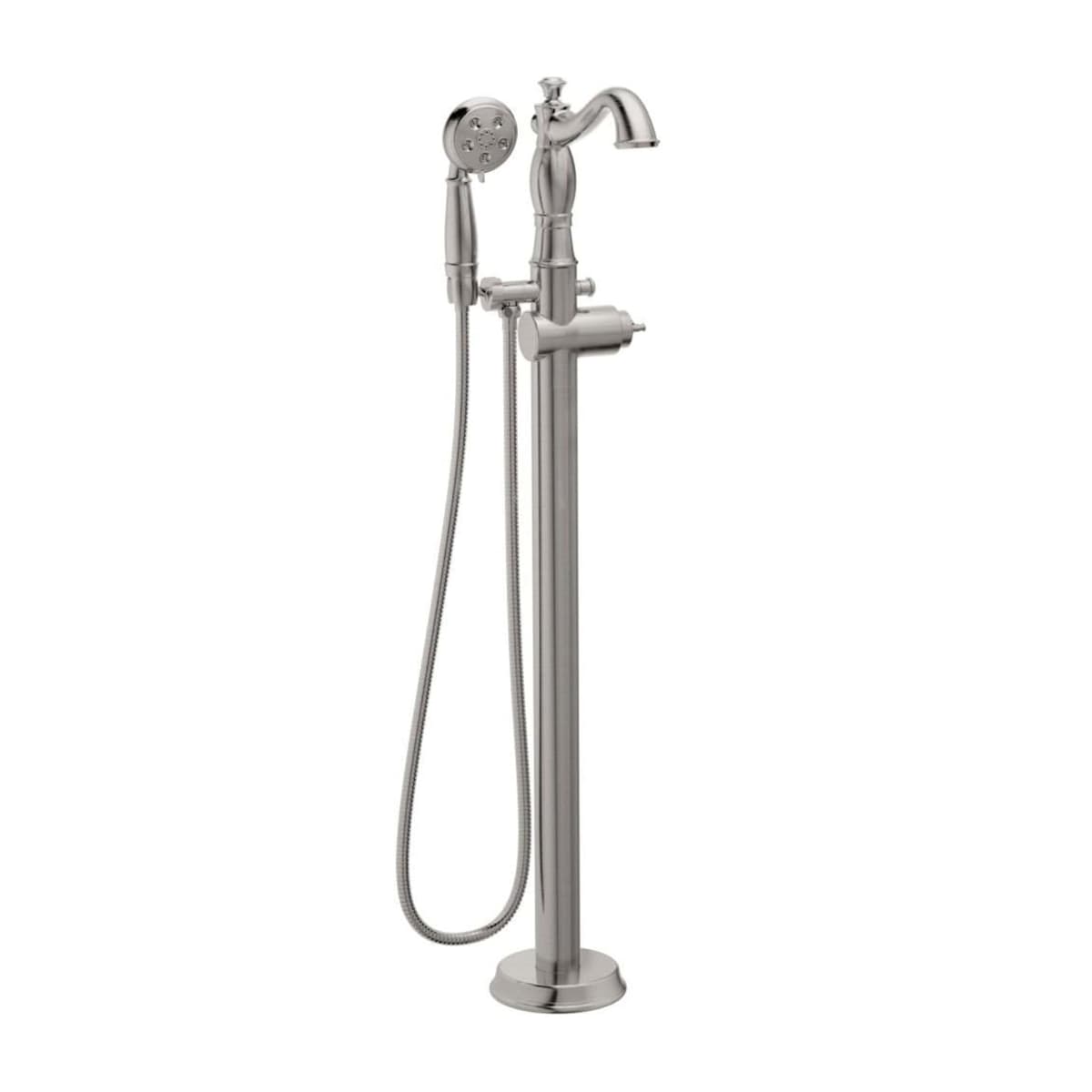 Delta T4797-SSFL-LHP Grifería de piso para tina con ducha manual, acabado Brushed Stainless T4797-SSF-LHP