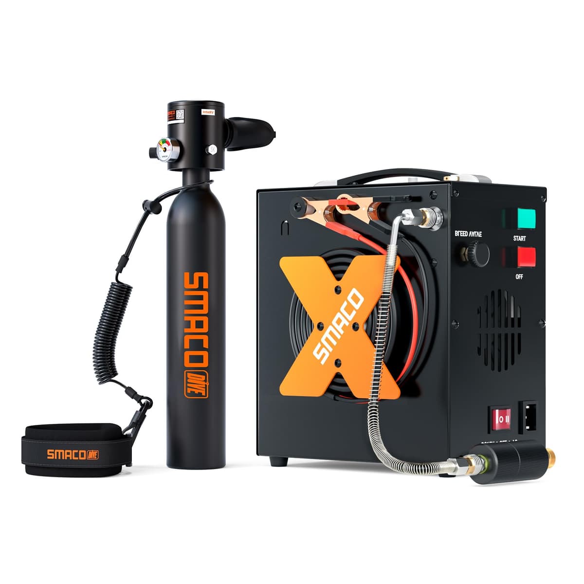 SMACO S300 Mini Scuba Tank 0.5L pony bottle portátil para exploración y respaldo de aire S300-G-BLACK