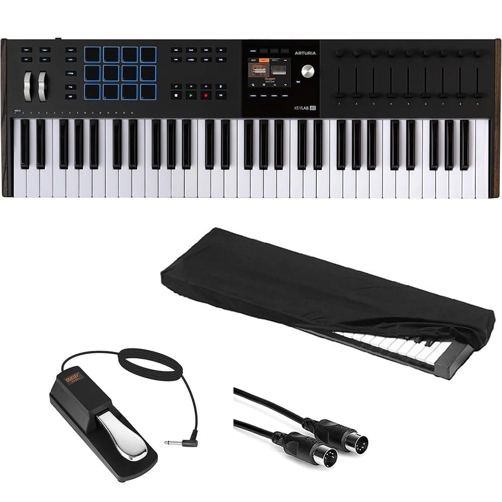 Kellards Arturia KeyLab 61 mk3 Controlador MIDI profesional (negro) + pedal y accesorios AR231632