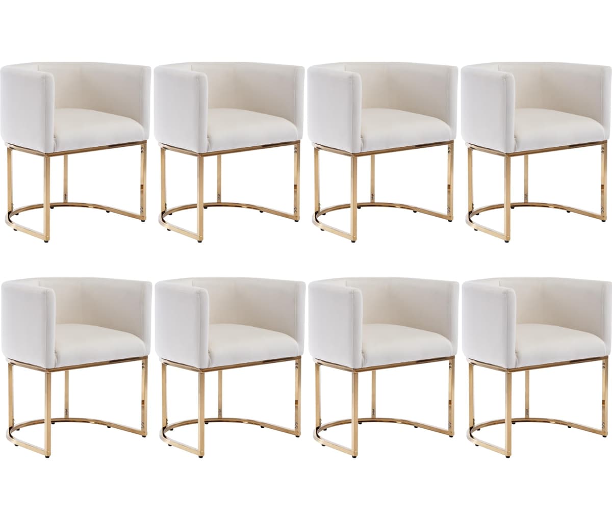 BESTANO Sillas de Terciopelo Set de 8 Brazo Barrel Marco Dorado, Beige 70eb0e08-81eb-450b-94ee-ed0498eb4376