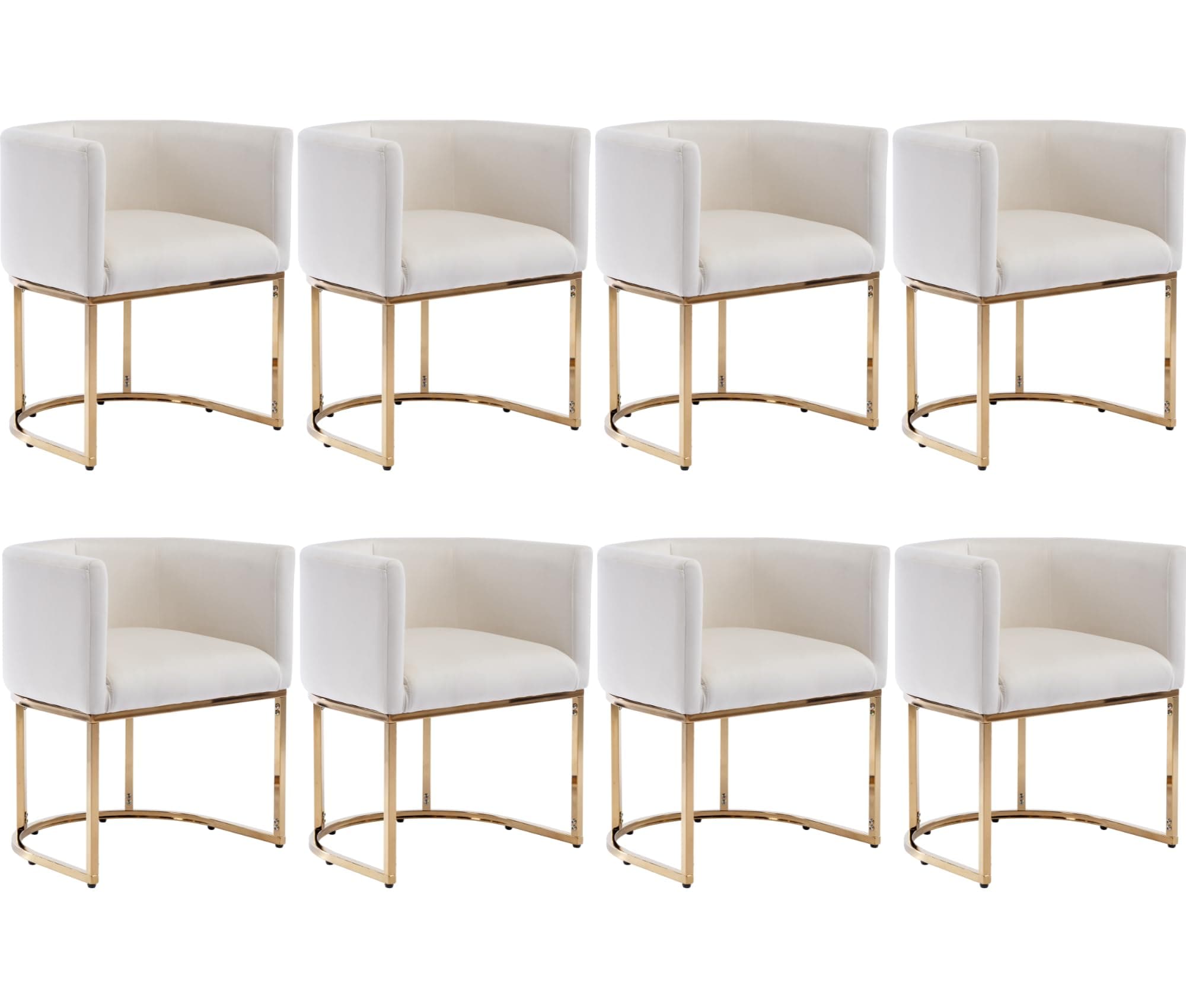 BESTANO Sillas de Terciopelo Set de 8 Brazo Barrel Marco Dorado, Beige 70eb0e08-81eb-450b-94ee-ed0498eb4376