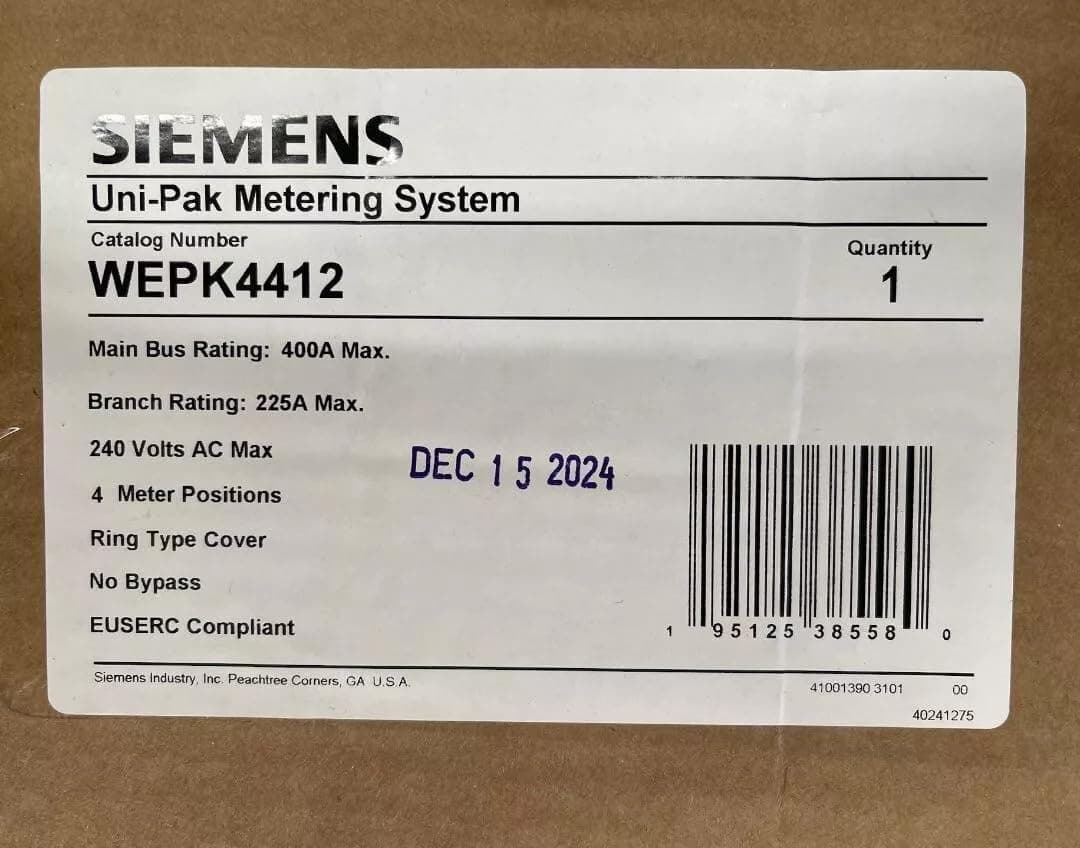 Siemens WEPK4412 Tapa Ring Type 4-Gang 1-Phase