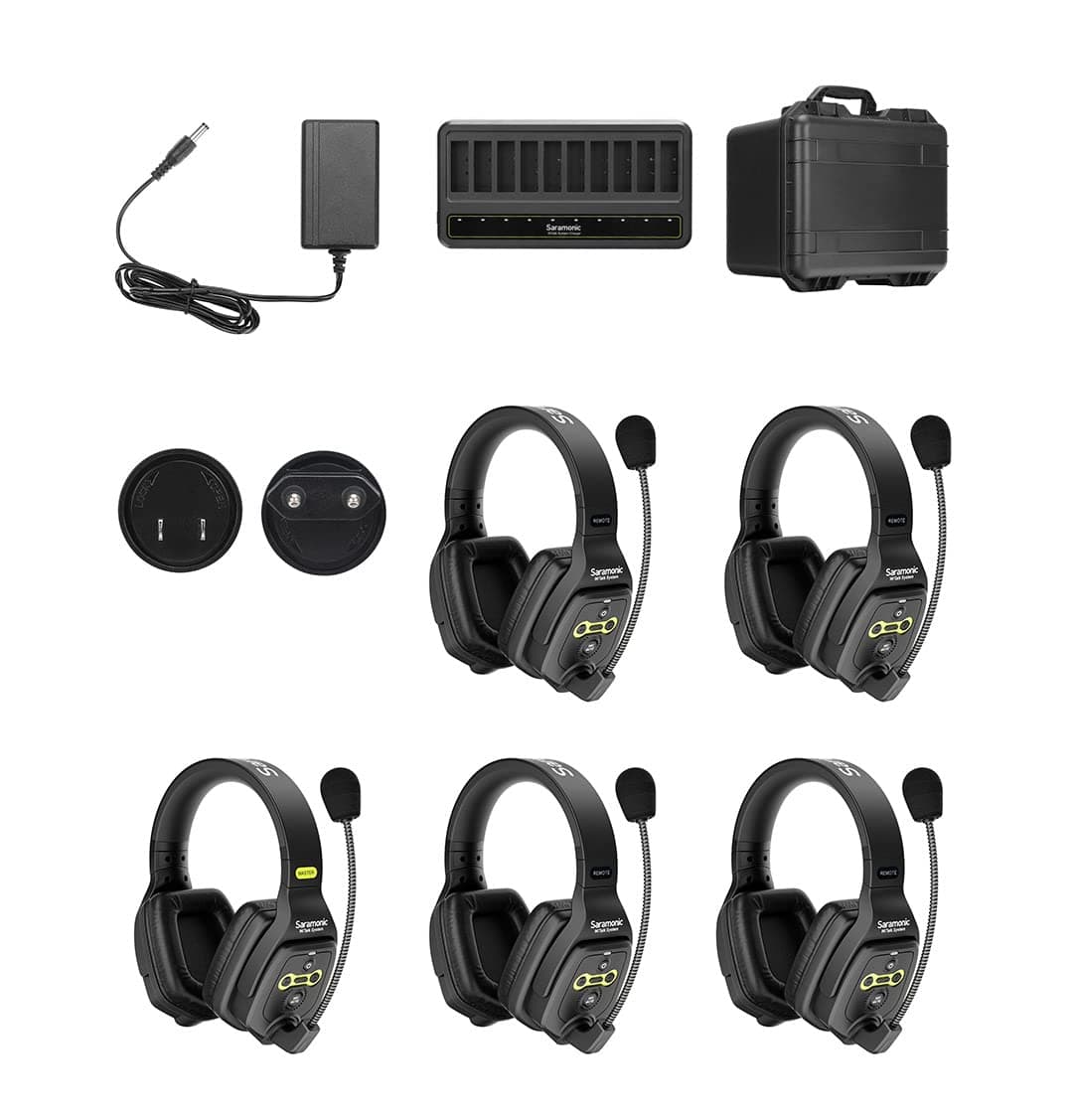 Sistema de Intercomunicador Inalámbrico Saramonic para 5 Personas, Full-Dúplex 1.9 GHz con Estuche Rígido (WiTalk-WT5D)