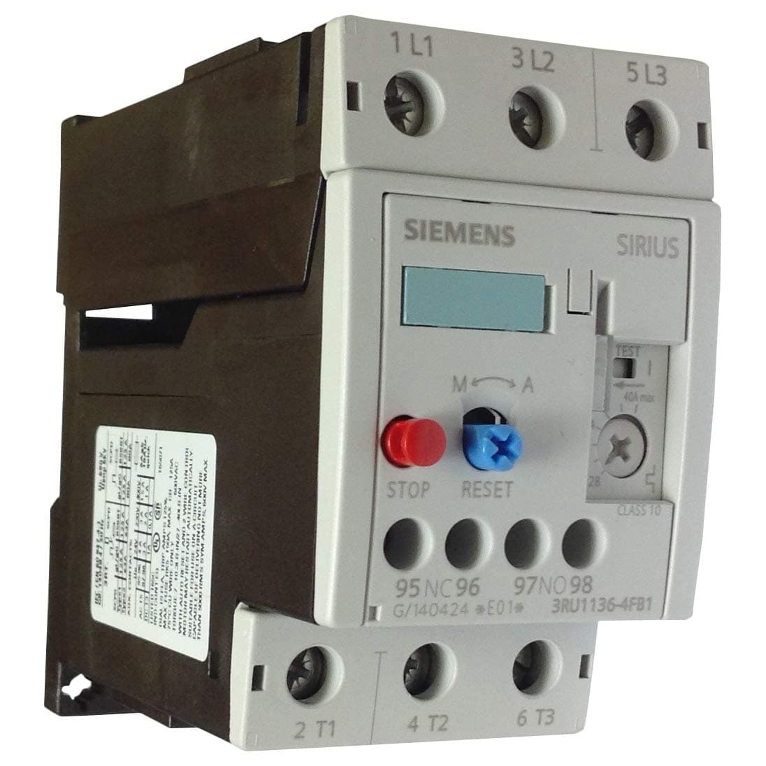 Siemens 3RU1136-4FB1 Relé térmico protección motor 28-40 A, tamaño S2, clase 10