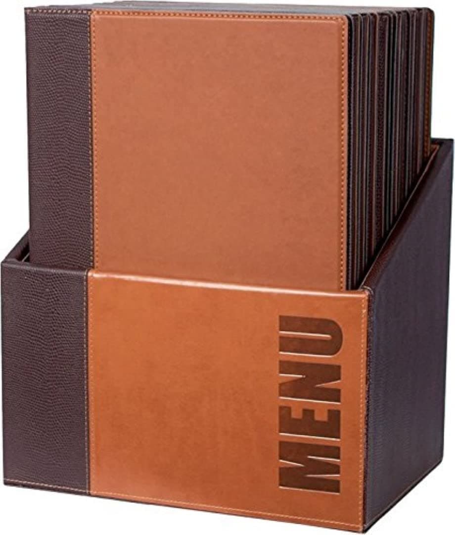 Securit Trendy Range Menu Box con 20 portamenús A4, marrón claro MC-BOX-TRA4-LB