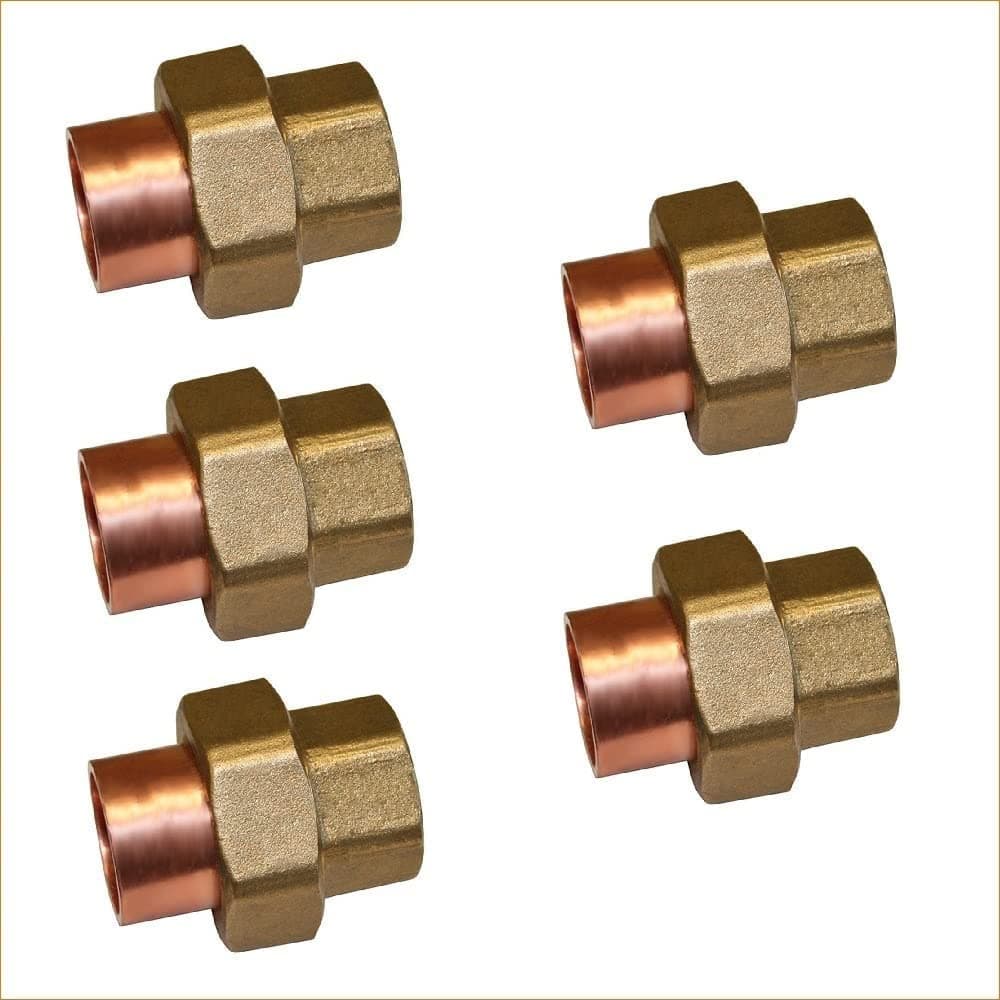 Pack 5 EZ-FLUID Unión Cobre 3" C x C Solder/Sweat, Acople Recto para Reparación