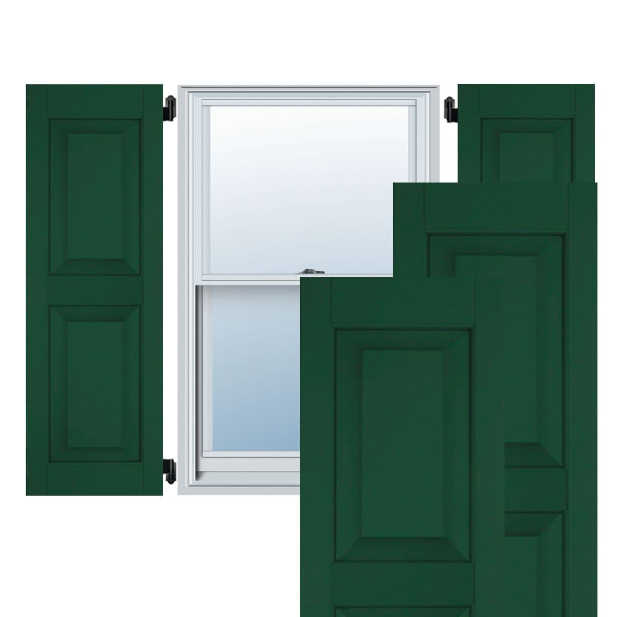 Ekena Millwork Postigos exteriores de madera auténtica caoba sapeli con panel elevado 15" An x 45" Al (por par), Chrome Green RWR15X045CGM