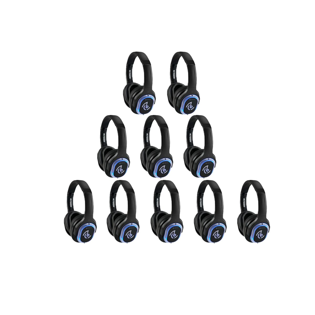 Retekess TA003 Auriculares Silent Disco (Paquete de 10) con LED, 3 Canales, Batería Recargable