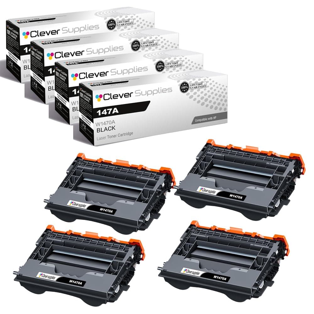 Clever Supplies Cartuchos de tóner compatibles con HP 147A (W1470A) - Paquete de 4 negro CS-HP-147A-4Black