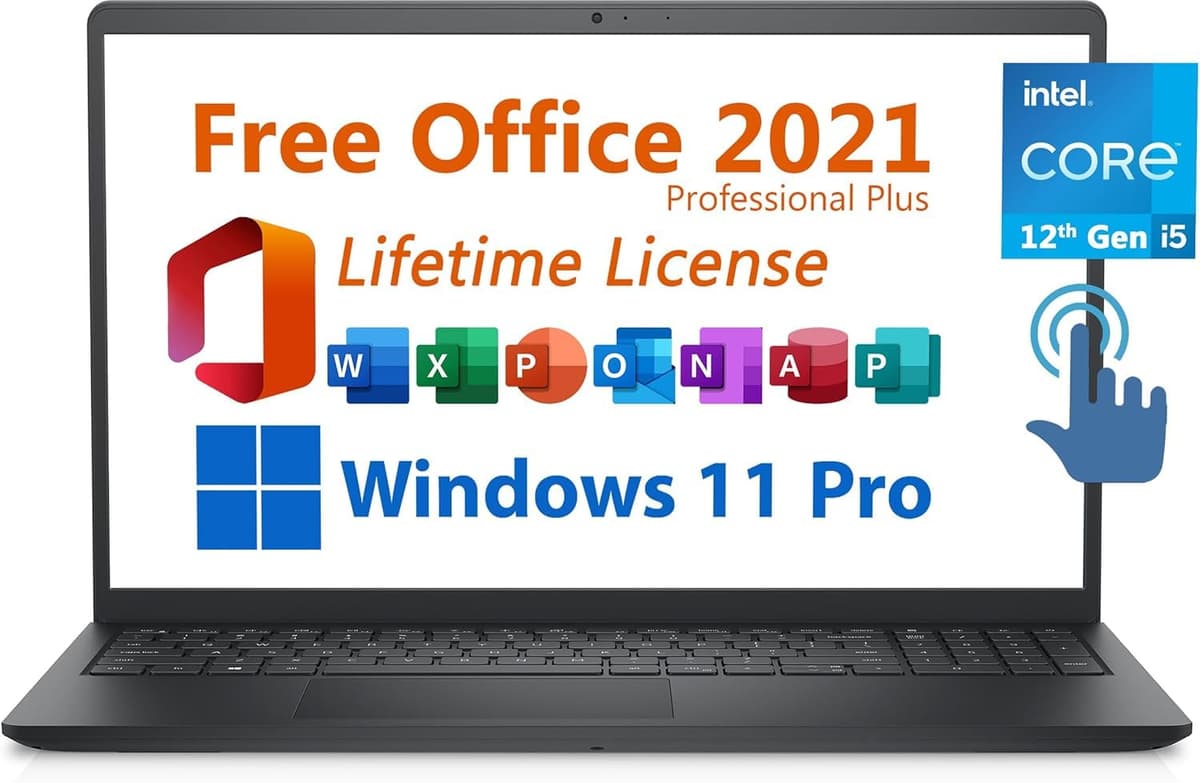 Dell Inspiron 15 portátil empresarial, pantalla táctil FHD de 15.6", con Microsoft Office de por vida, Intel i5-1334U de 10 núcleos, 32 GB, SSD de 1 TB, Intel UHD Graphics, Windows 11 Pro, negro, para empresas y estudiantes universitarios i3530